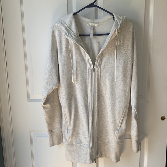 Sweaters Athleta Long Hoodie In Cream And Grey Heather Poshmark